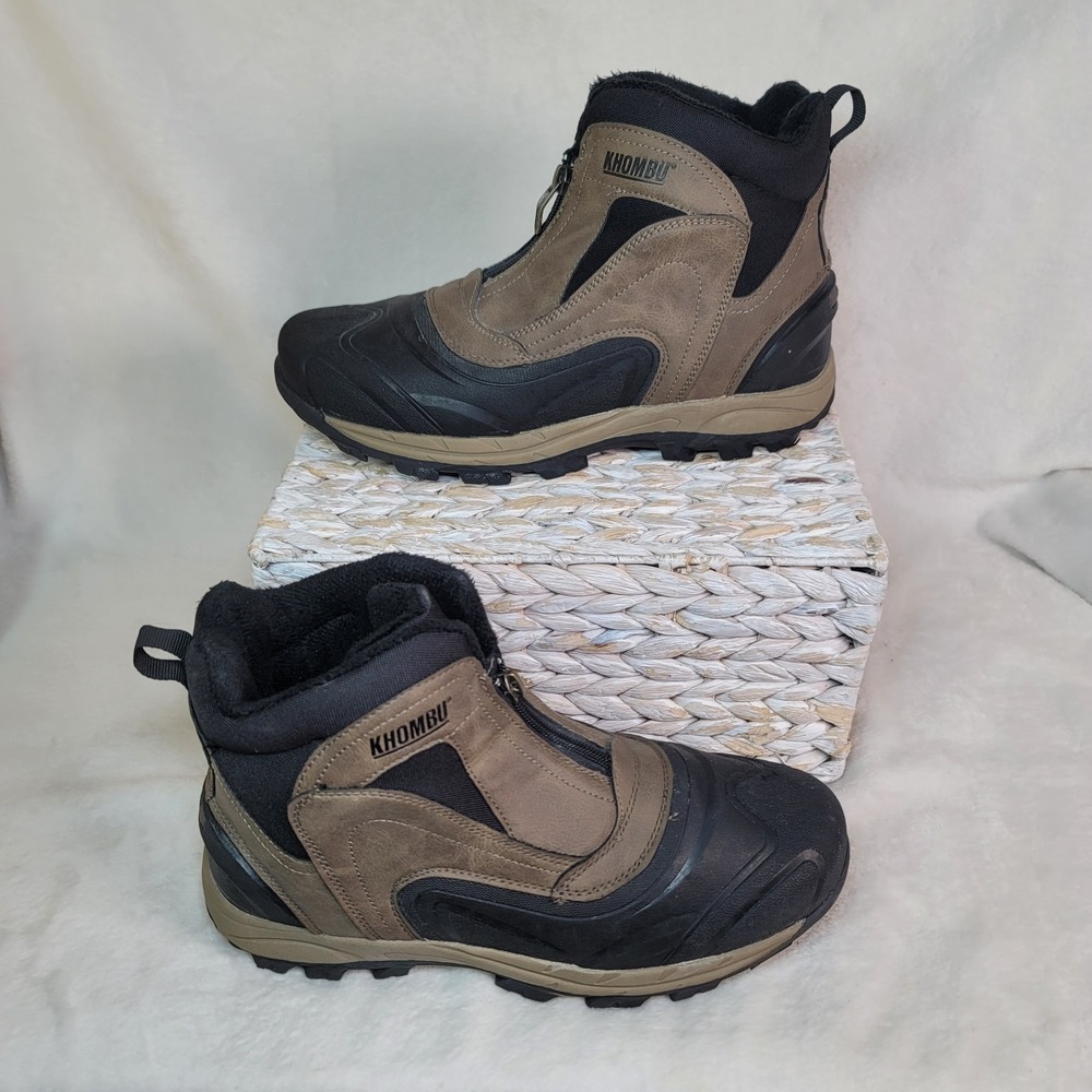 Khombu Men's Cliff Brown Cushioned Winter Boots Zip Gorpcore Brown Outdoor 10 M